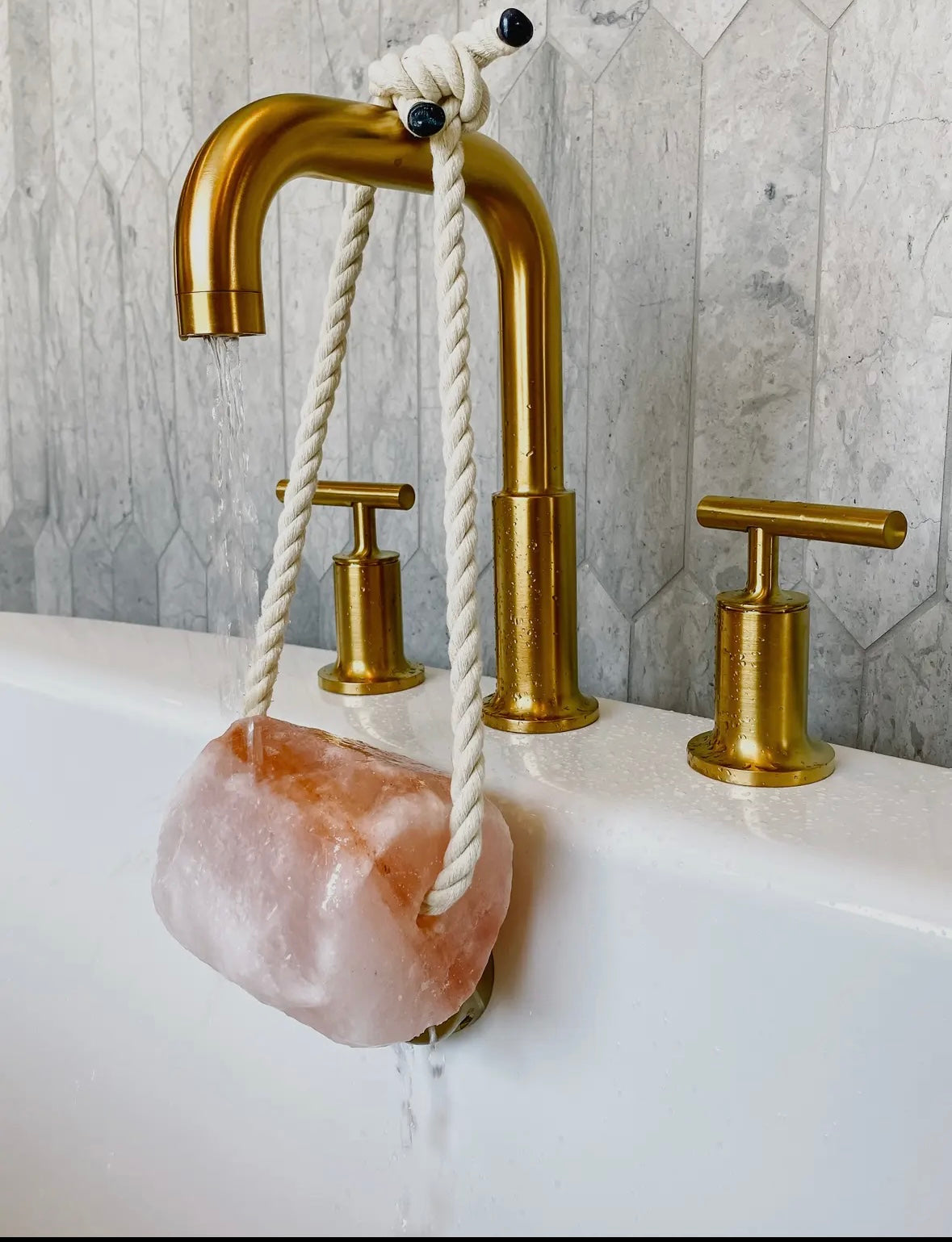 Pink Himalayan Sea Salt Bath + Shower Hanging Salt Rock