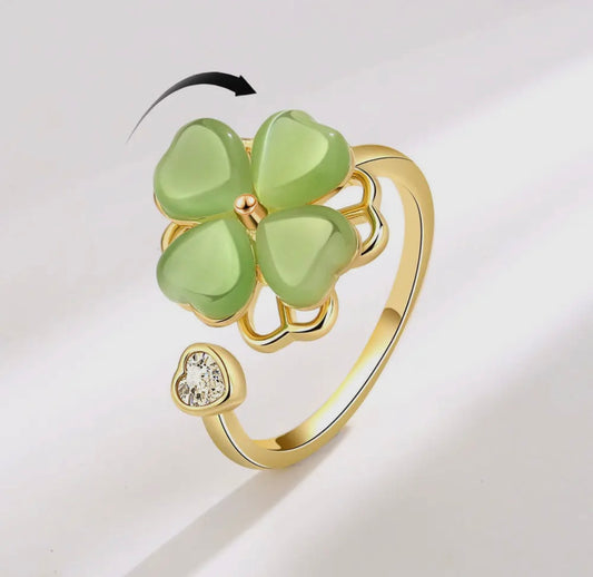 4 leaf clover fidget spinner ring